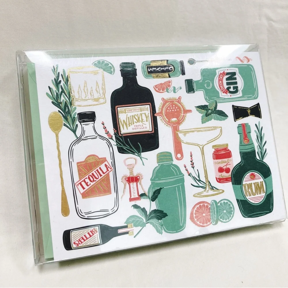 Bar Cart Notecards from Paper Source 10 Cards with Envelopes